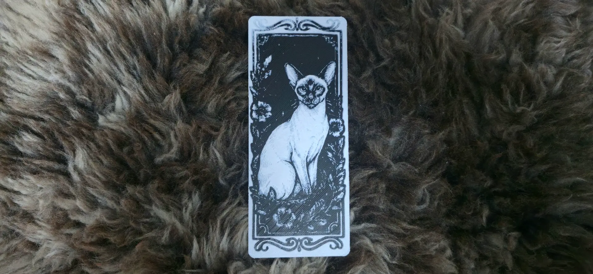 Siamese Cat Night Floral Portrait Bookmark