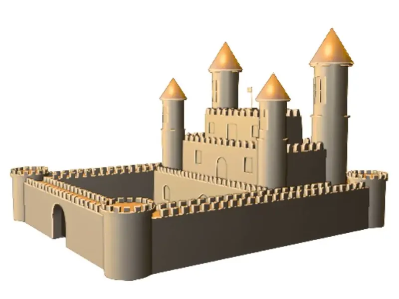 Medieval Castle Fortress with Towers STL
