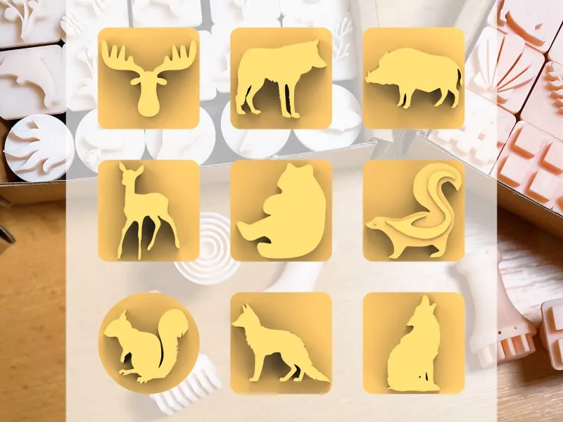 Ceramic Clay Stamp Set – Forest Animals (9 Stamps, 20 mm)