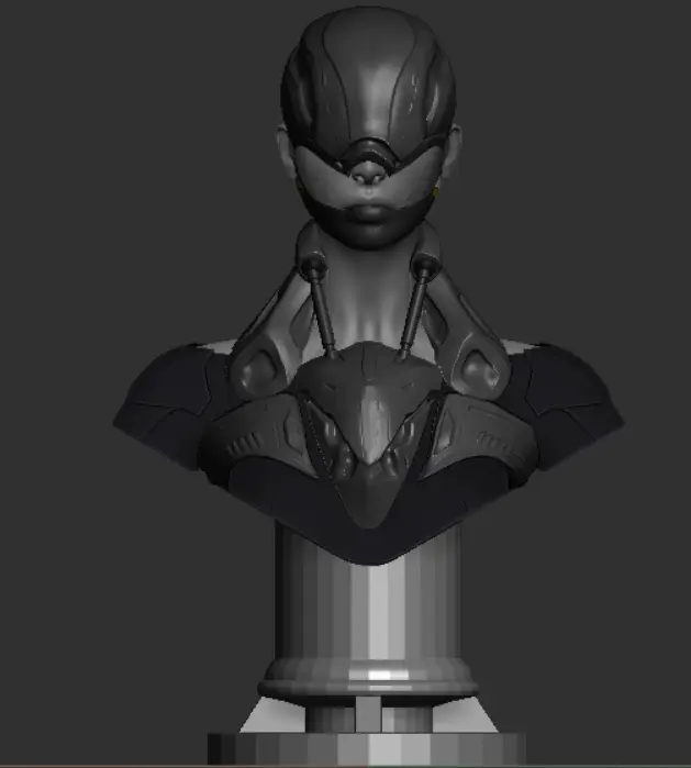 Busto de personaje cyborg femenino