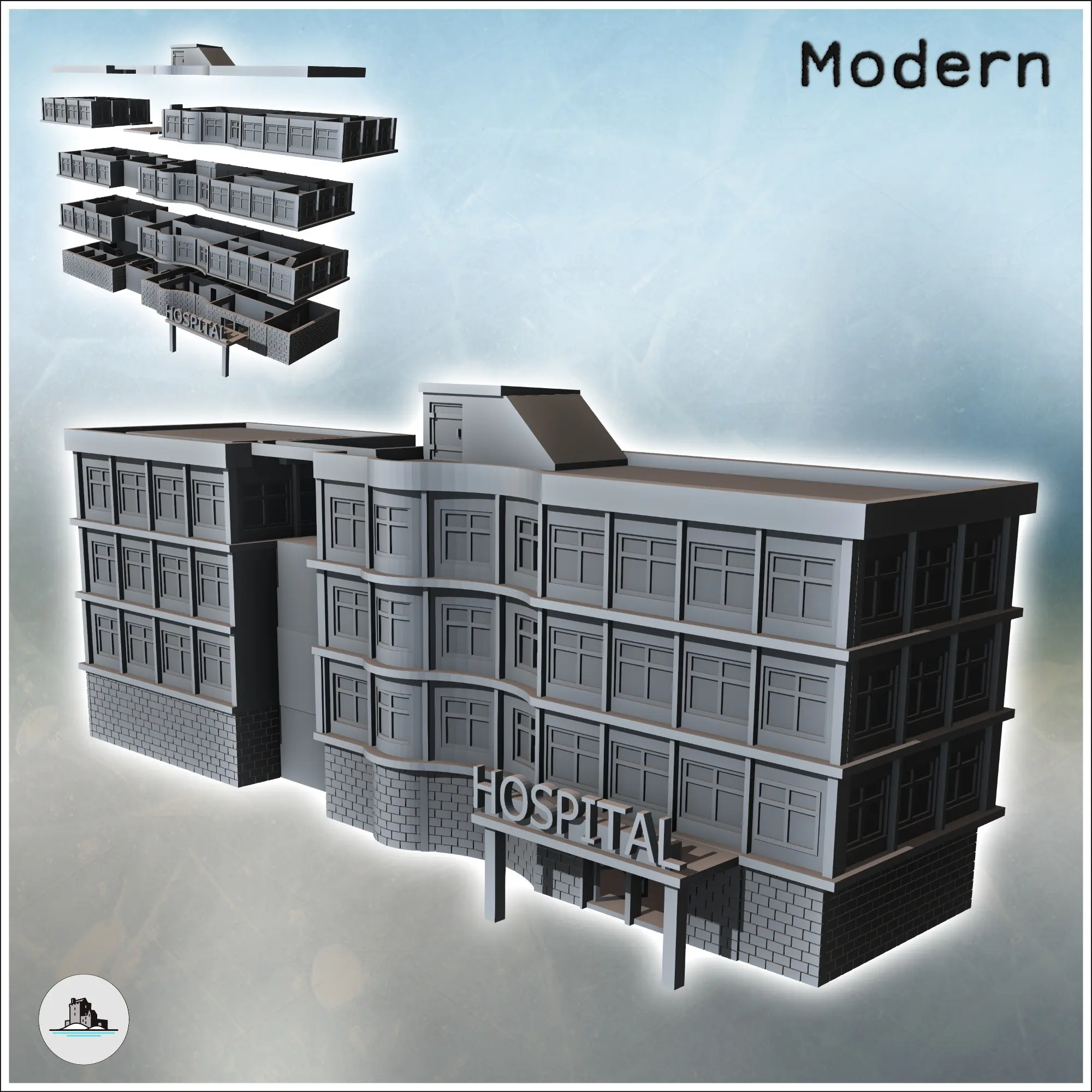 Modern Flat Roof Hospital with Wave Architecture (Intact Ver