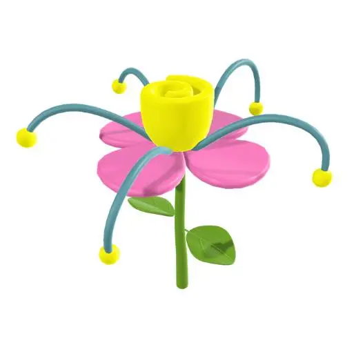 Stylized Pink and Yellow Flower 3D Model STL Printable