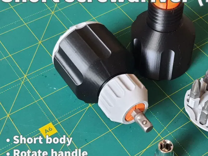 Cacciavite corto con porta inserti nascosto
