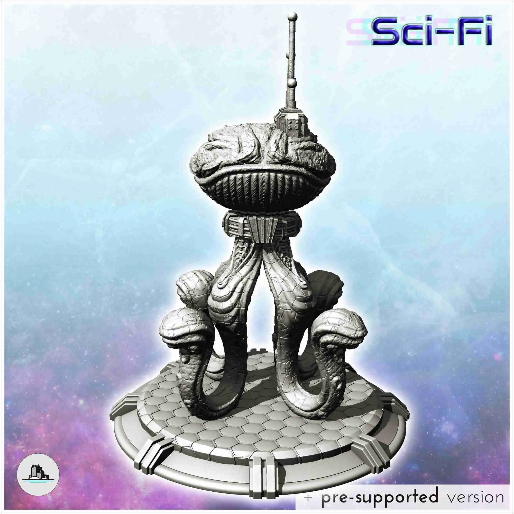 Alien octopus creature with tentacle and antenna (15) - scie