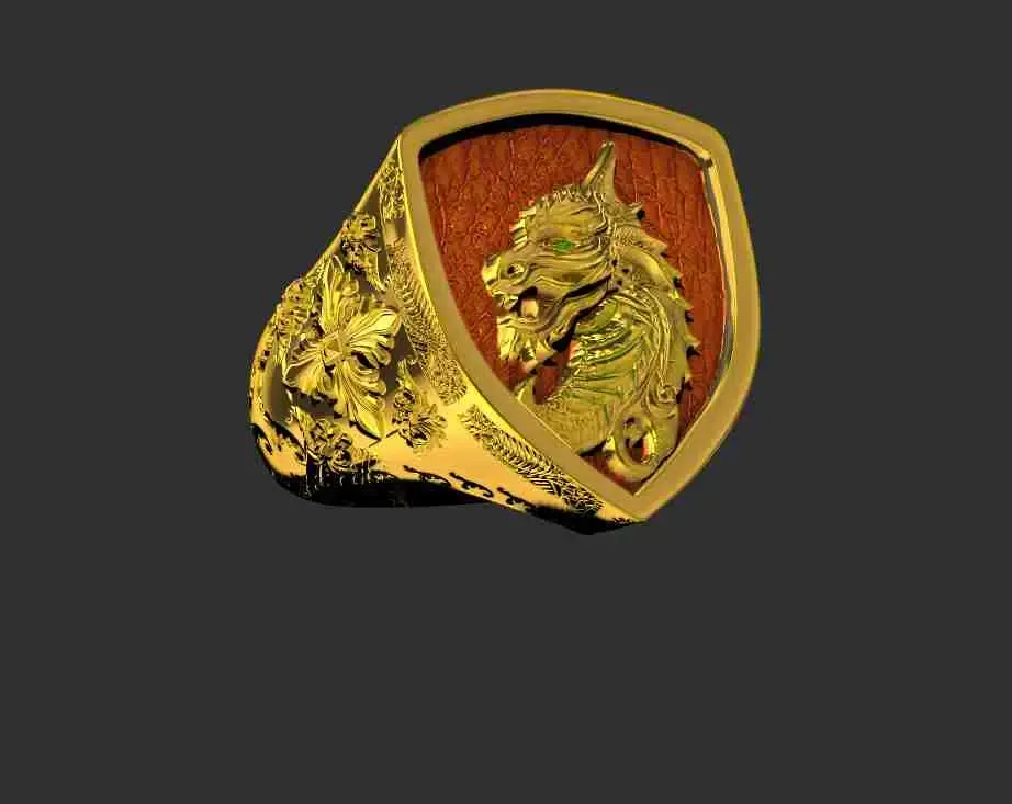 Men's signet ring with dragon