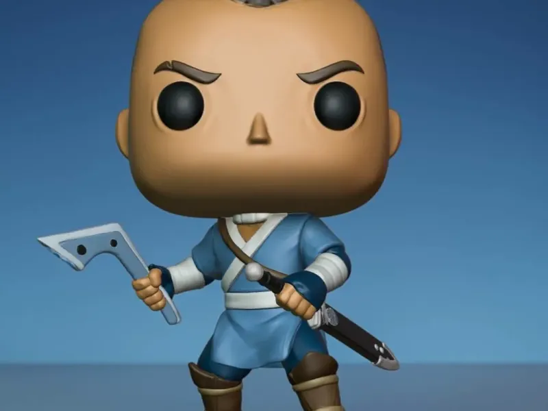 Sokka Estilo Funko STL – Avatar Guerreiro Chibi da Tribo da Água