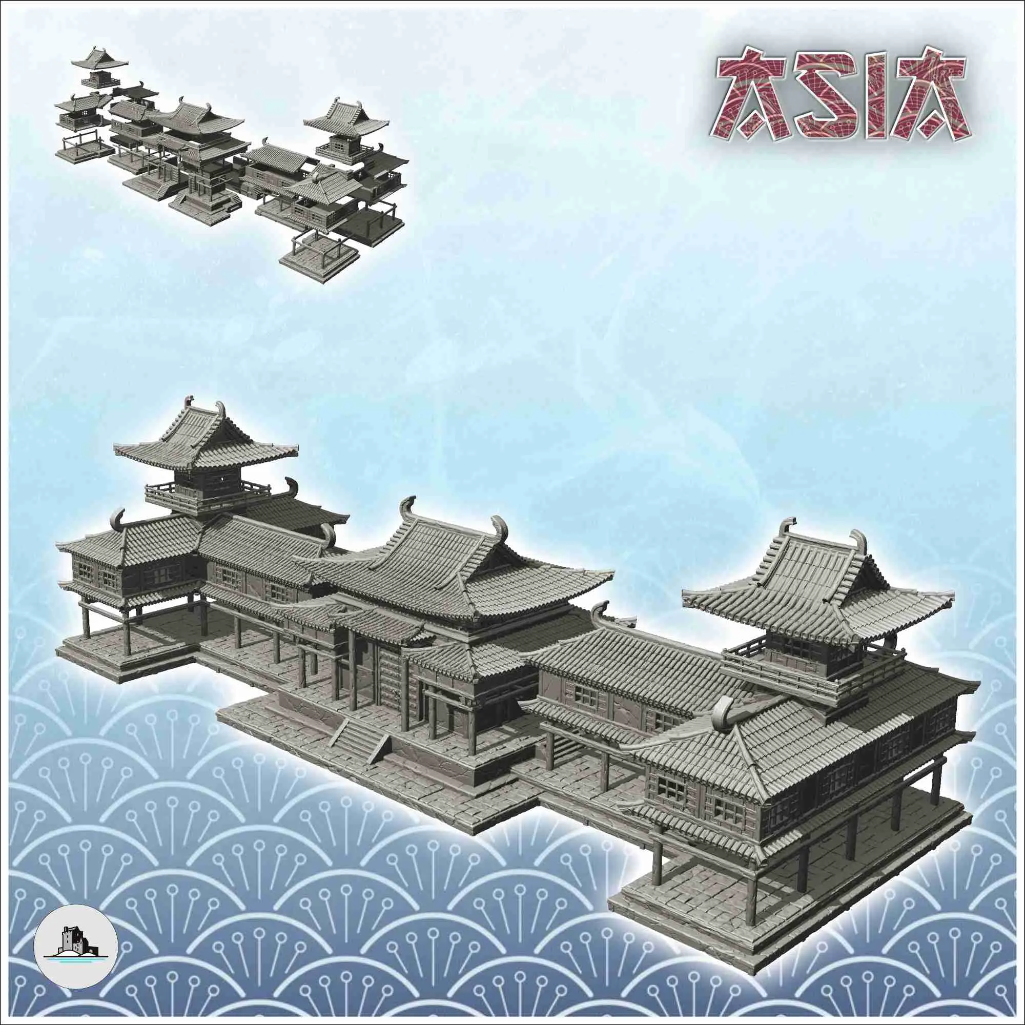 Large Asian palace with two wings (29) - Japan China Korea
