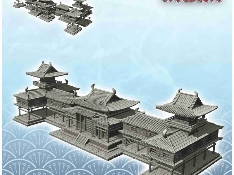 Large Asian palace with two wings (29) - Japan China Korea