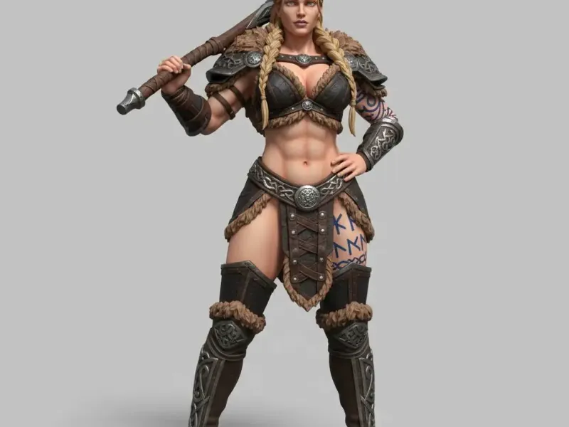 Viking shieldmaidens - Axe Warrior Hip Tilt Pose Figurine
