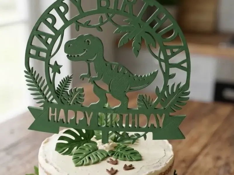 T-Rex Dinosaur Birthday Cake Topper - Jungle Theme