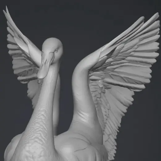 Schwan mit offenen Flügeln