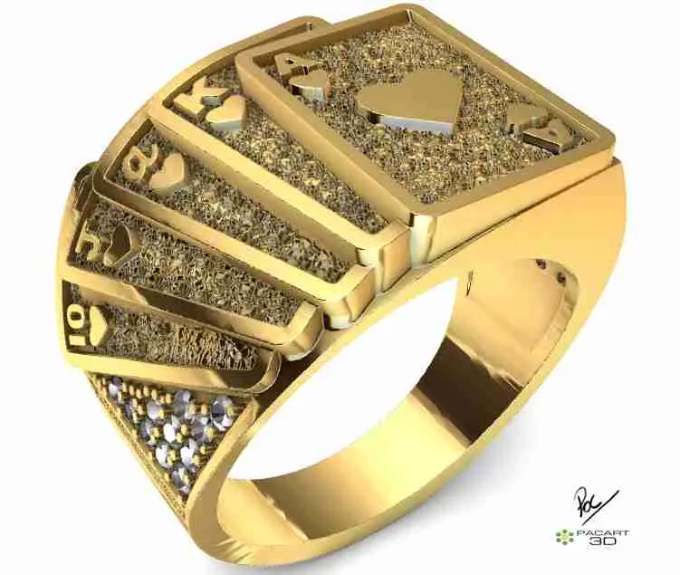 Poker card ring with gems and texturing 3D print model | 3D models download  | Creality Cloud