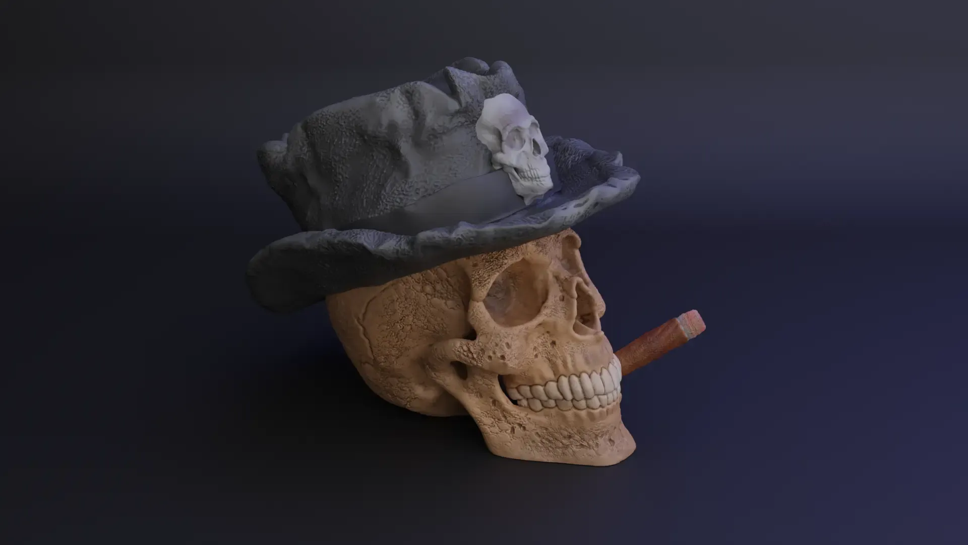 Cowboy skull with cigar