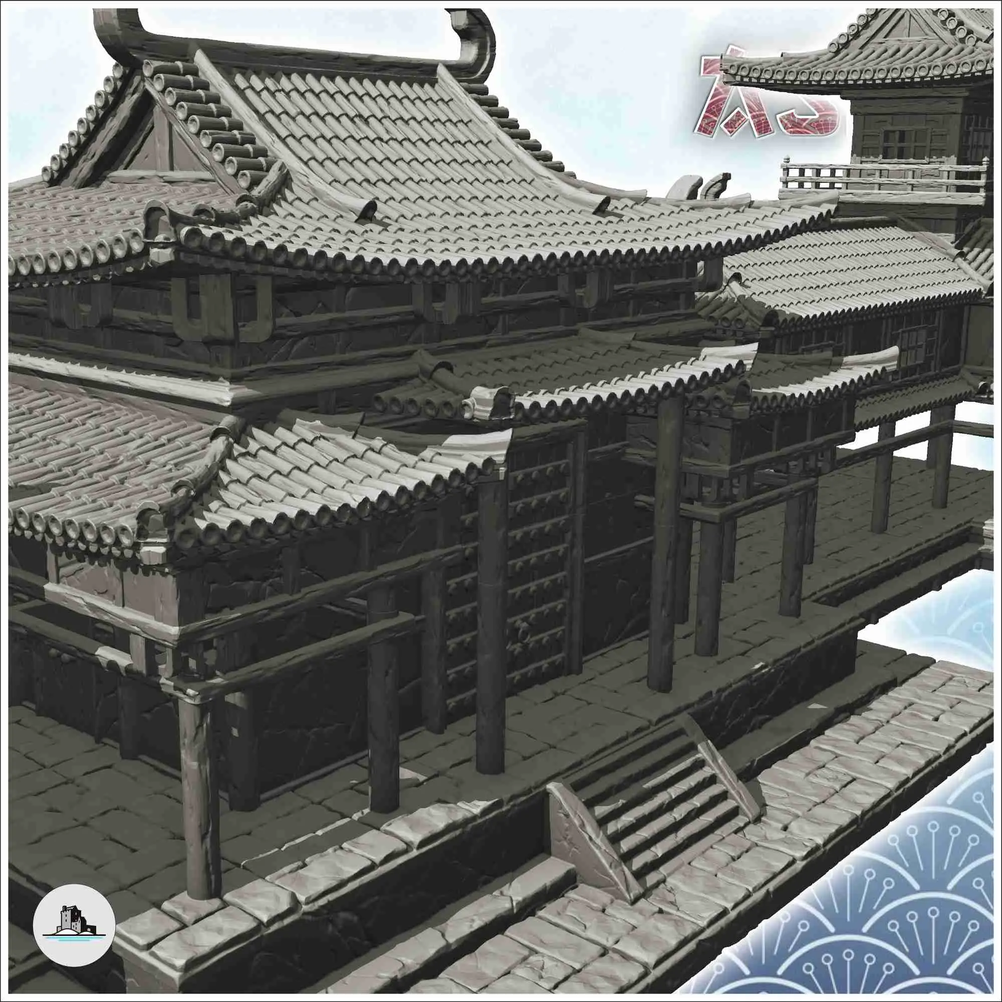 Large Asian palace with two wings (29) - Japan China Korea