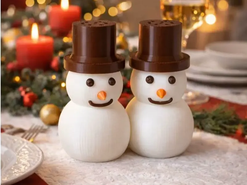 Salero y Pimentero – Muñeco de Nieve (Sombrero de Copa con Tapa Giratoria) ☃️🎩✨