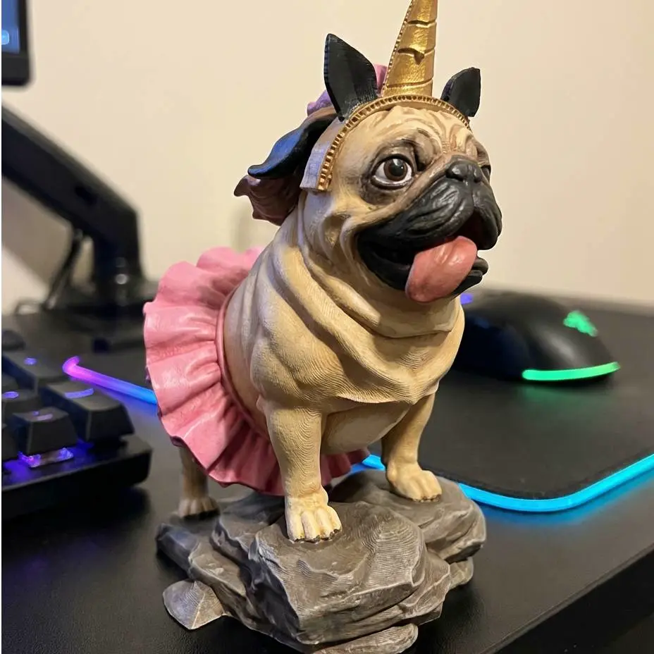Unicorn Pug in Tutu | Whimsical Dog Statue | Cute Animal