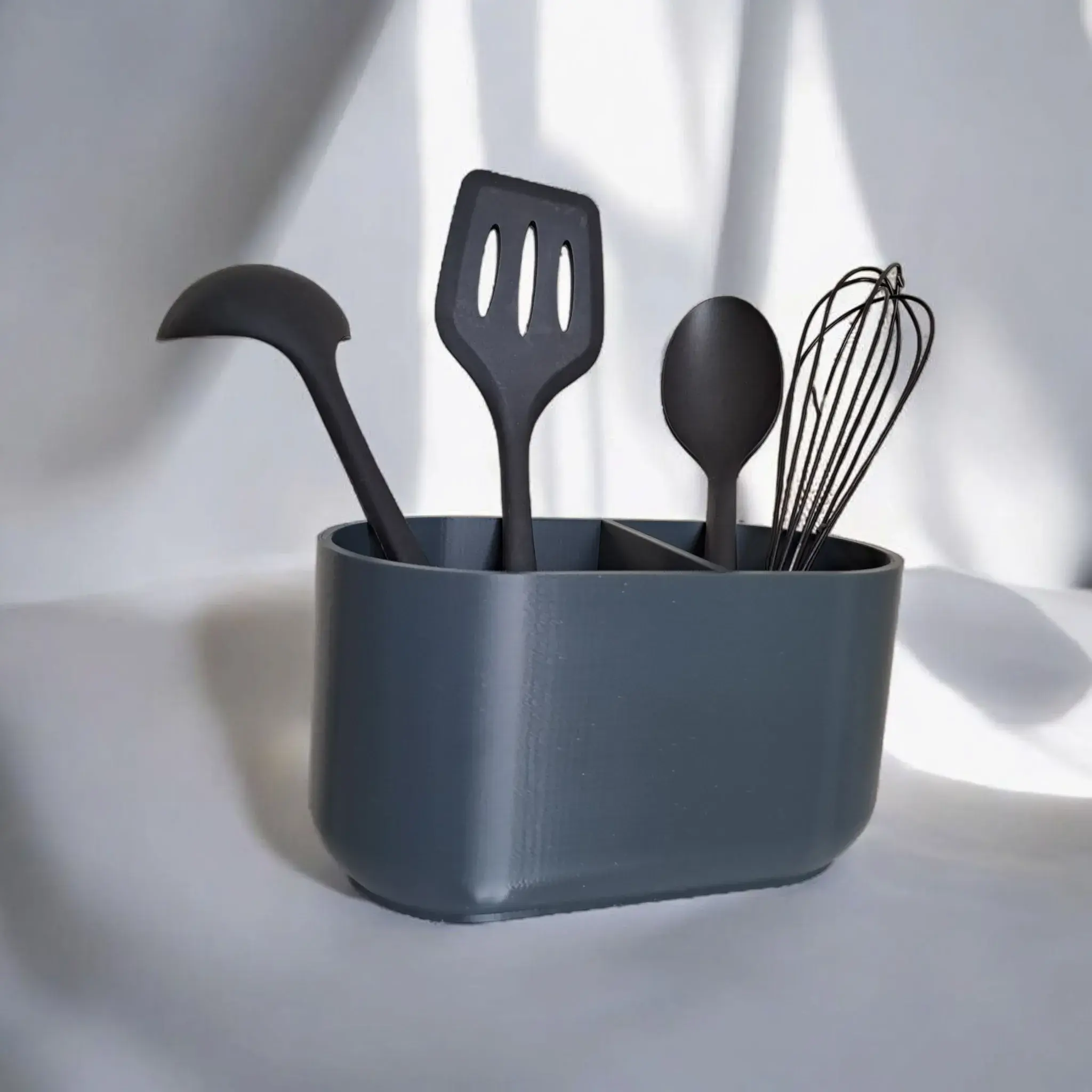 Kitchen Utensil Holder with 2 Compartments as Organizer