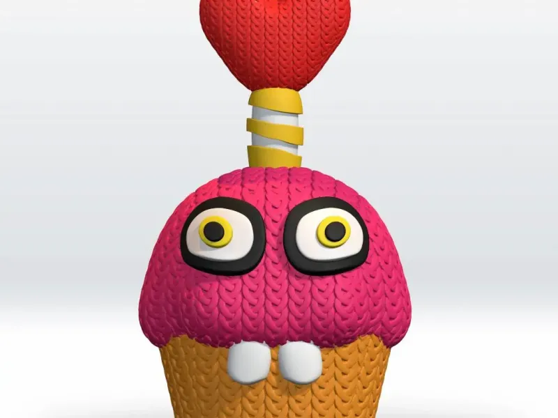Knitted Cupcake fnaf Valentine STL 3D Model Multicolor