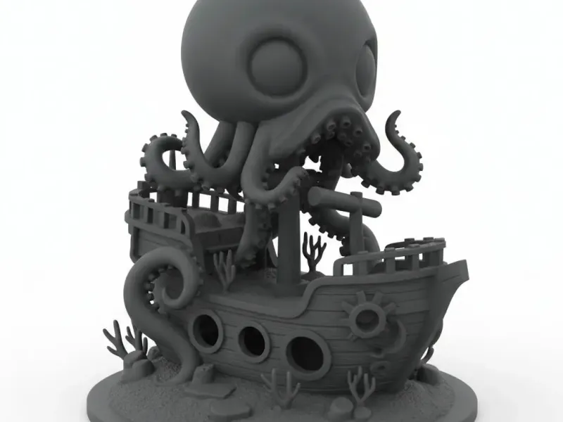 Giant Kraken Shipwreck – Aquarium Diorama