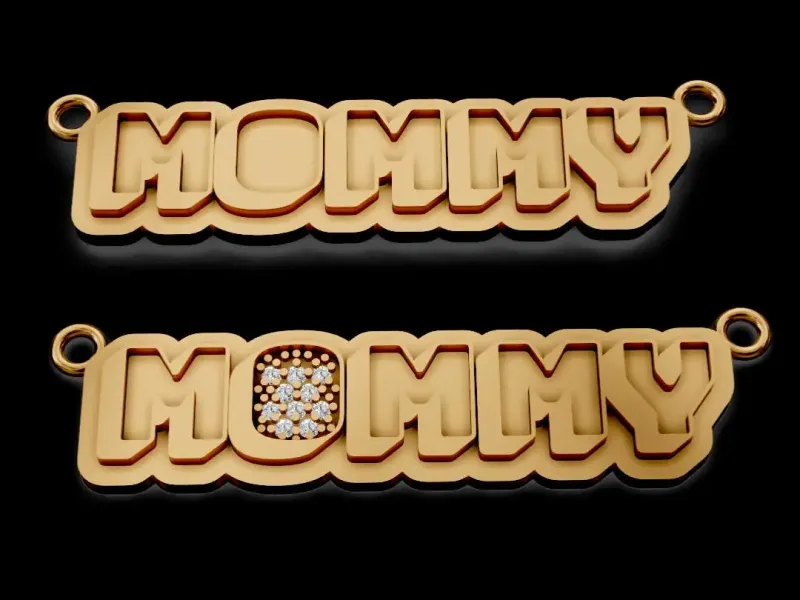 Mommy name pendant 2 3d