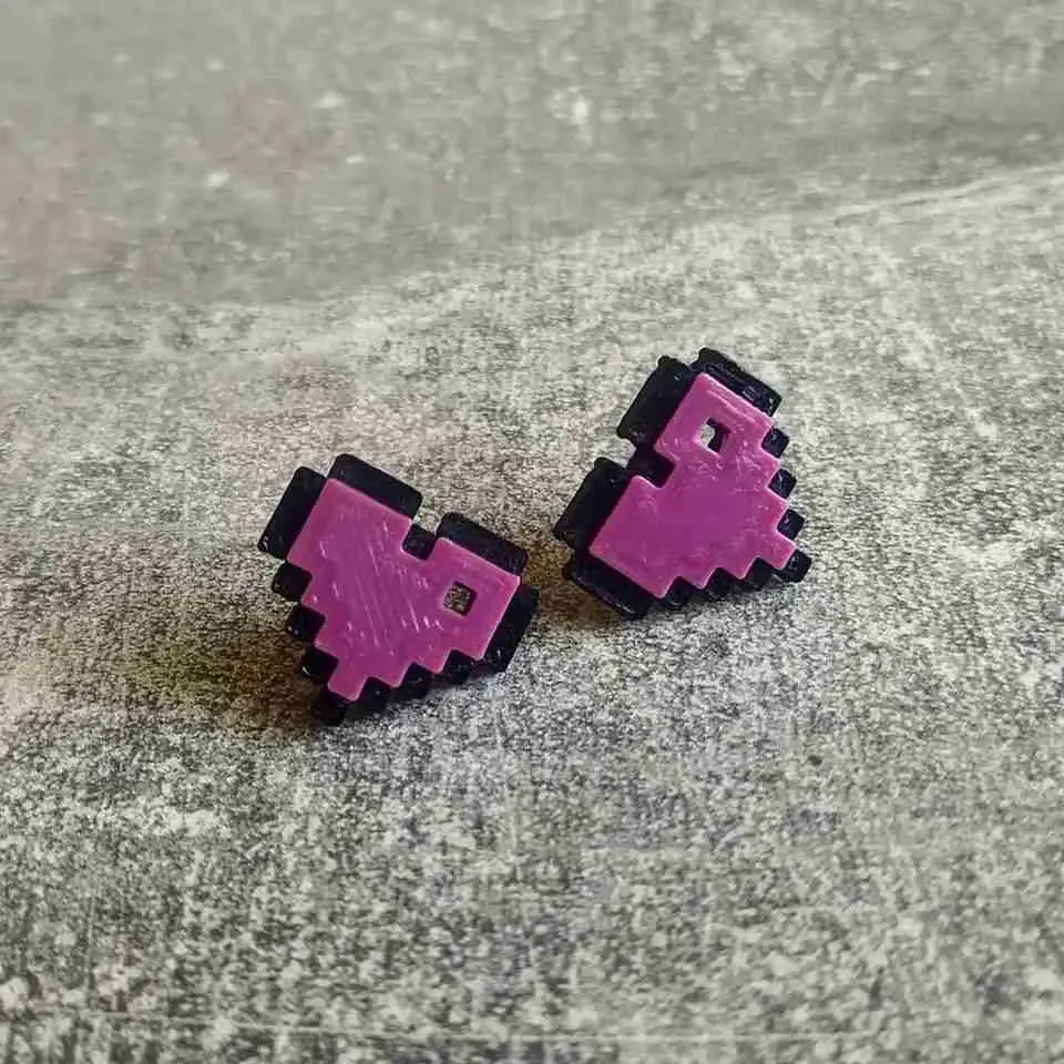 Pixel heart earring
