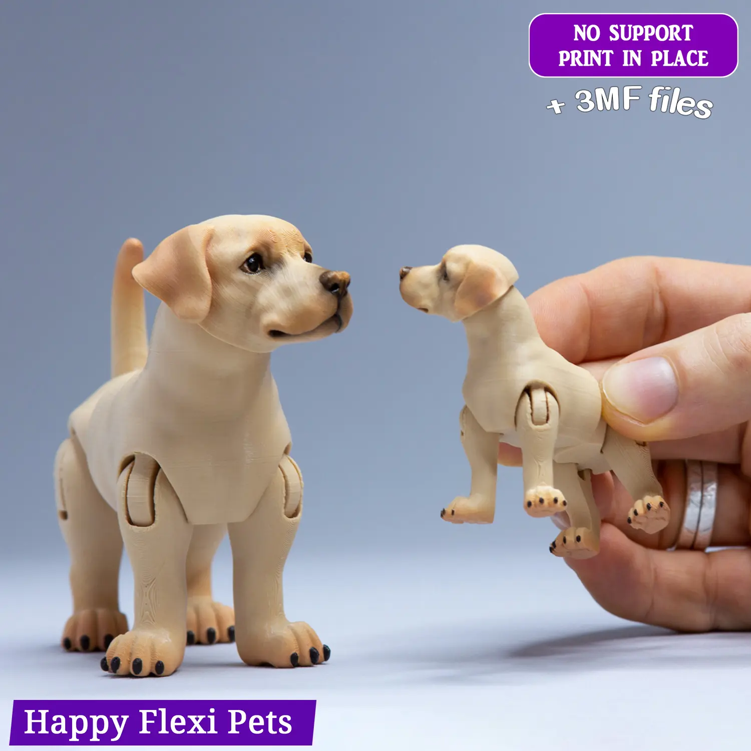 Labrador retriever dog articulated flexi toy (STL & 3MF)