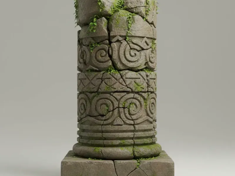 Vinebound Ruin Column – Ancient Jungle Relic Diorama