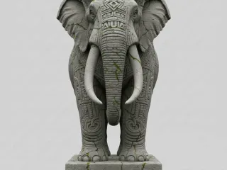 Temple Elephant Guardian – Ancient Ruins Statue Diorama