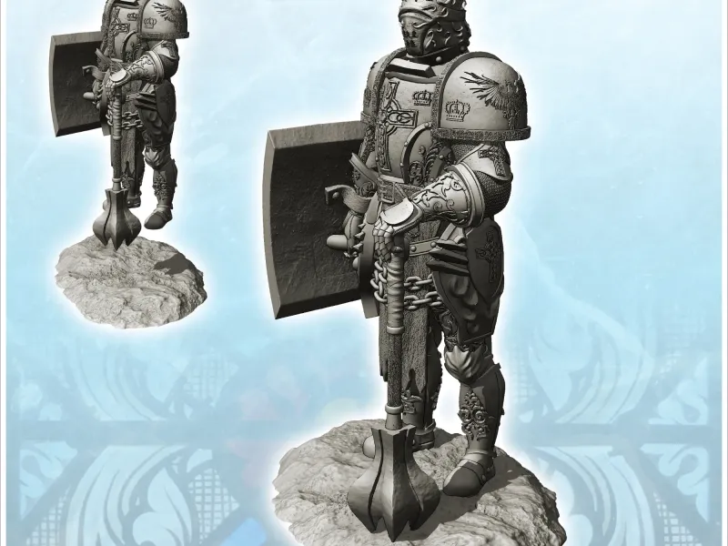 Elite infantryman with heavy armor, metal shield and mace (2