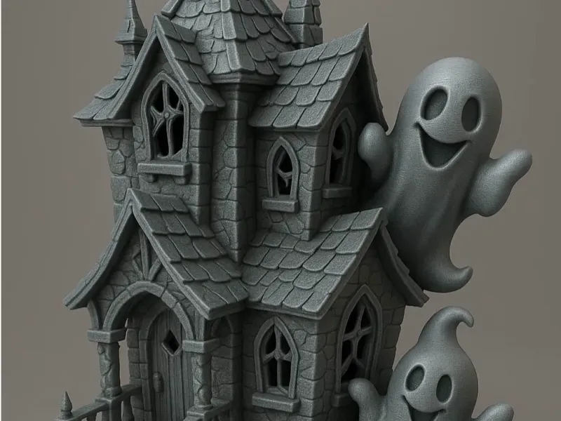 “Haunted Manor with Ghostly Friends”