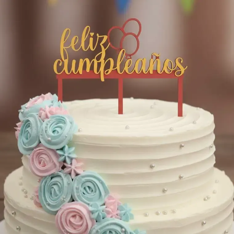 pieza decorativa feliz cumpleaños para pasteles