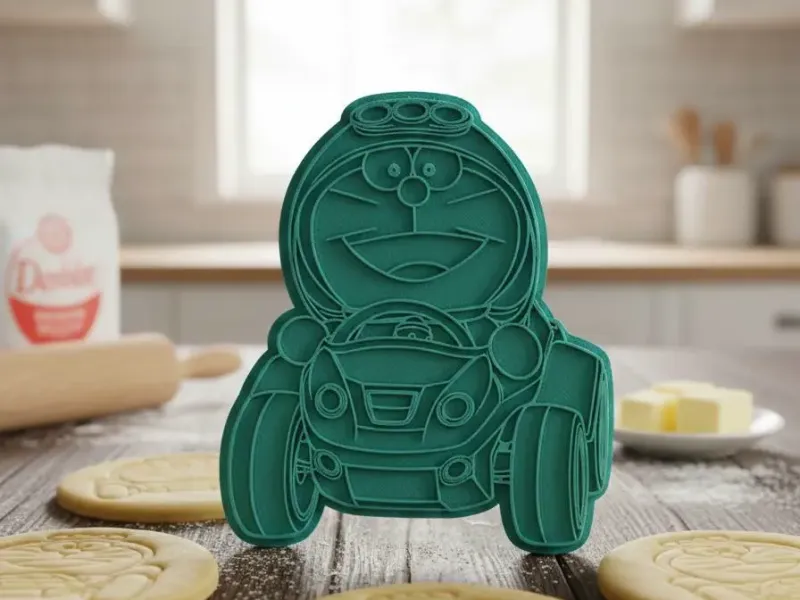 doraemon with a car cookie cutter