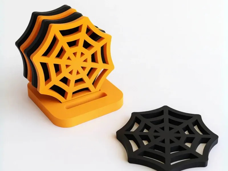 SPIDER WEB COASTER WITH HOLDER - HALLOWEEN EDITION