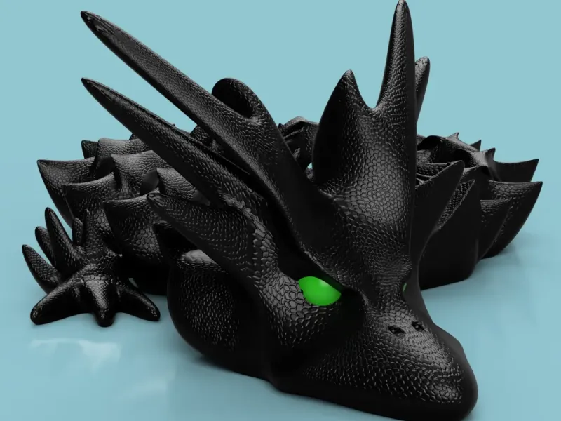 dRAGON EXCITÉ" - DRAGON ARTICULÉ IMPRIMÉ SUR PLACE