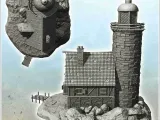 Medieval lighthouse on island with wooden pontoon (10) - sce-4