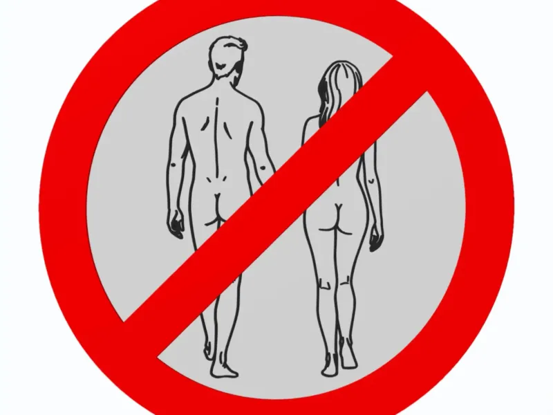 Nudism/Nude Walking - Forbidden Traffic Sign - Wall Art