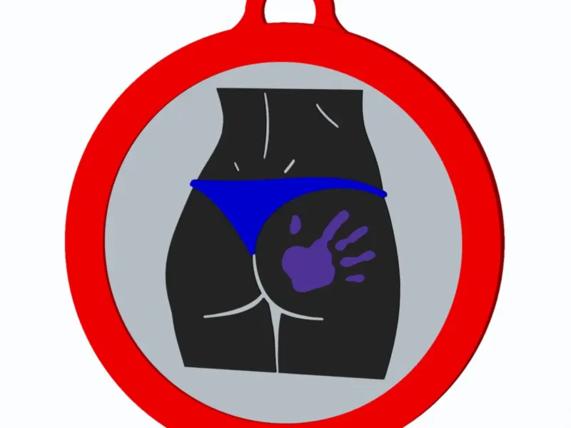 Butt Clap - Forbidden Traffic Sign v1 - Keychain