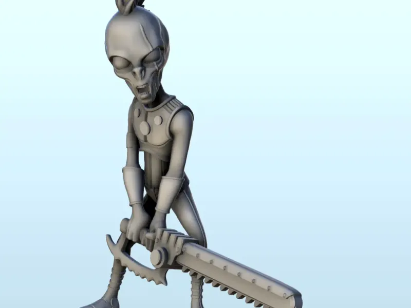 Alien punk with armor and chainsaw sword (9) (+ pre-supporte