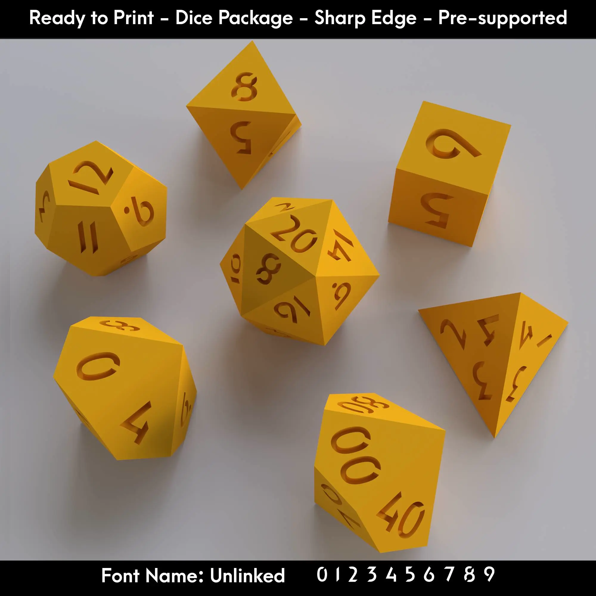 Dice Masters – Ready to Print - 7 Piece Set – Unlinked Font