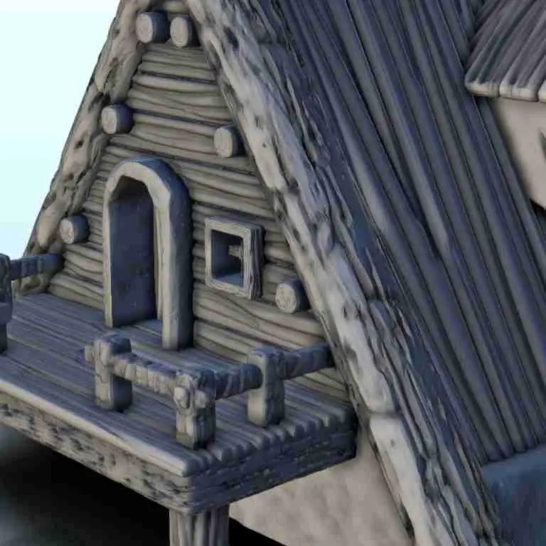 Medieval wooden hut with terrace 11 - miniatures warhammer f | 3D ...