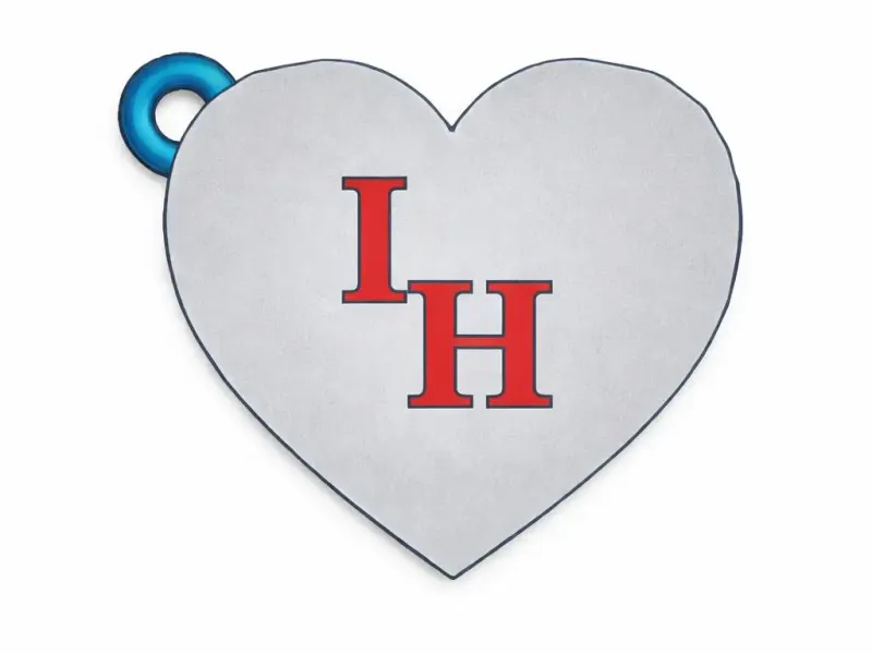 Heart Pendant Keychain – IH Initial Letter Love Charm | 3D