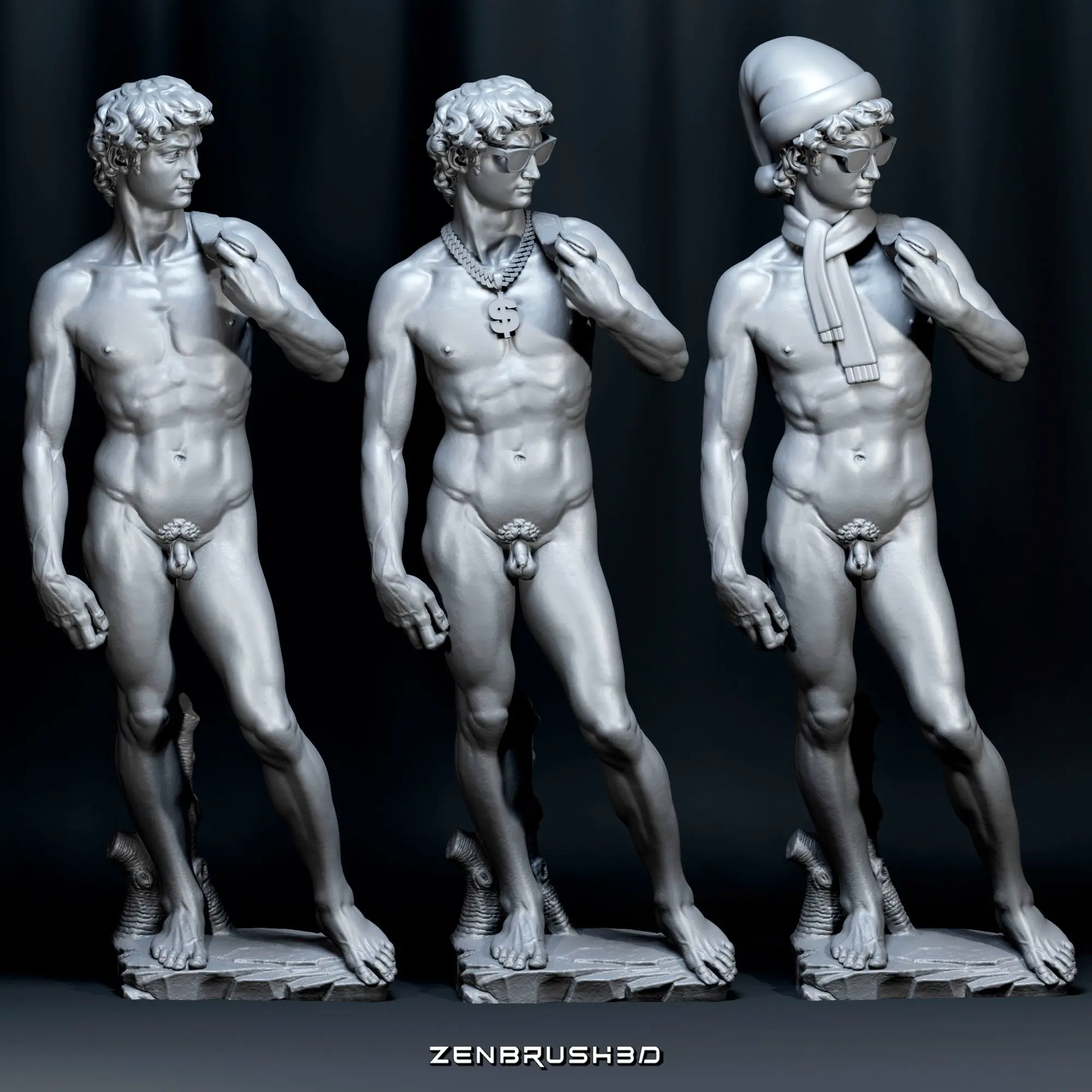 DAVID MICHELANGELO - PACK 4 VERSIONES IMPRESIÓN 3D MODELO ST