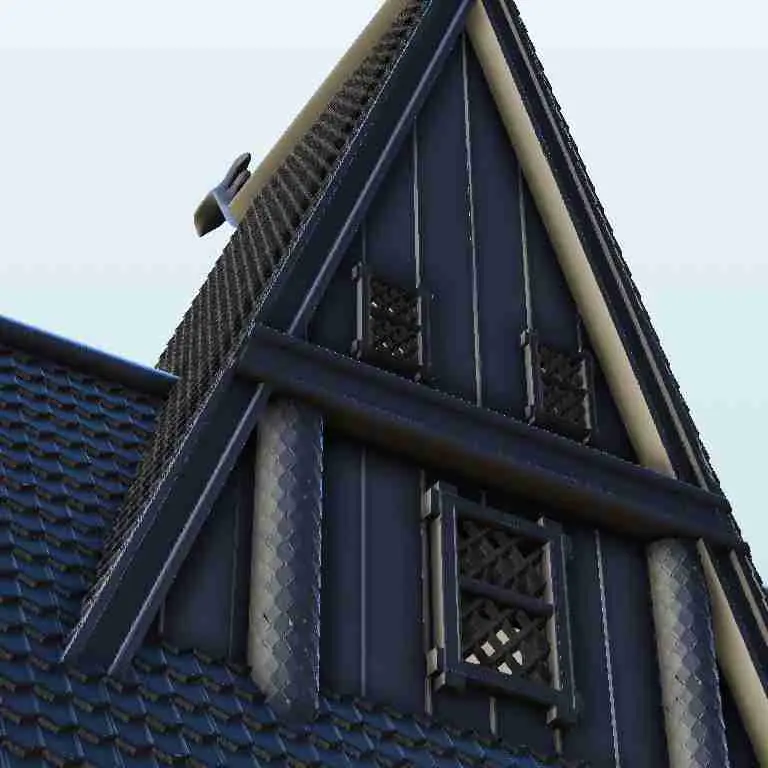 Gran templo vikingo con escaleras - escenografía medieval en miniatura