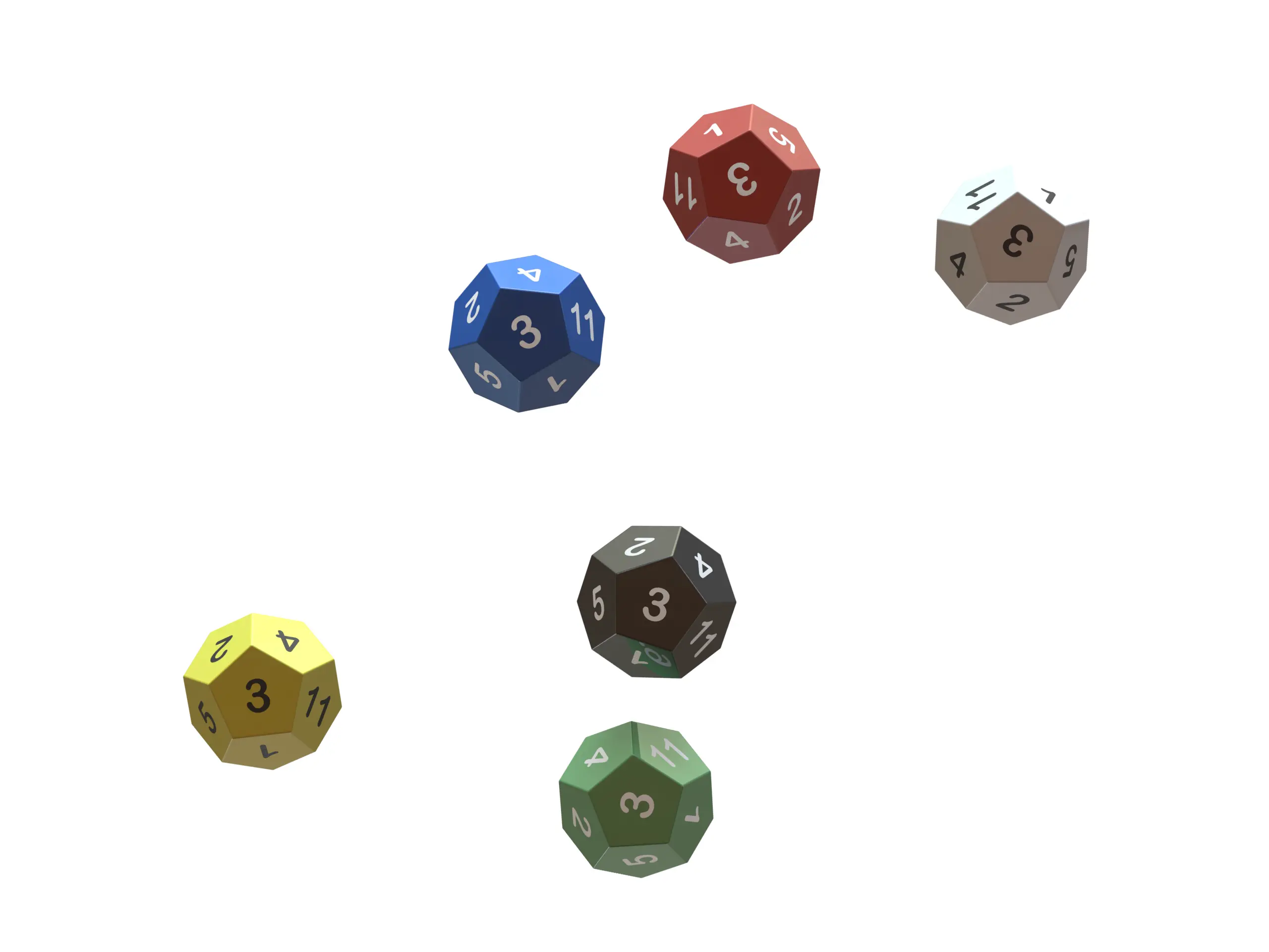 12 Sided Game Dice 6 Colors