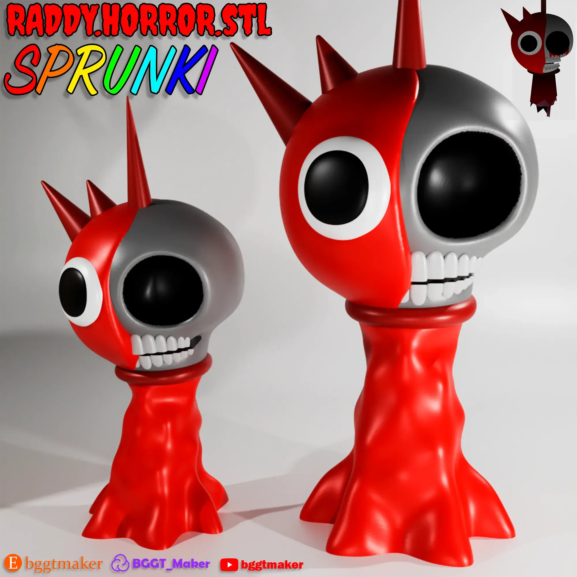RADDY HORROR SPRUNKI INCREDIBOX | Red Sprunki 3D Model STL