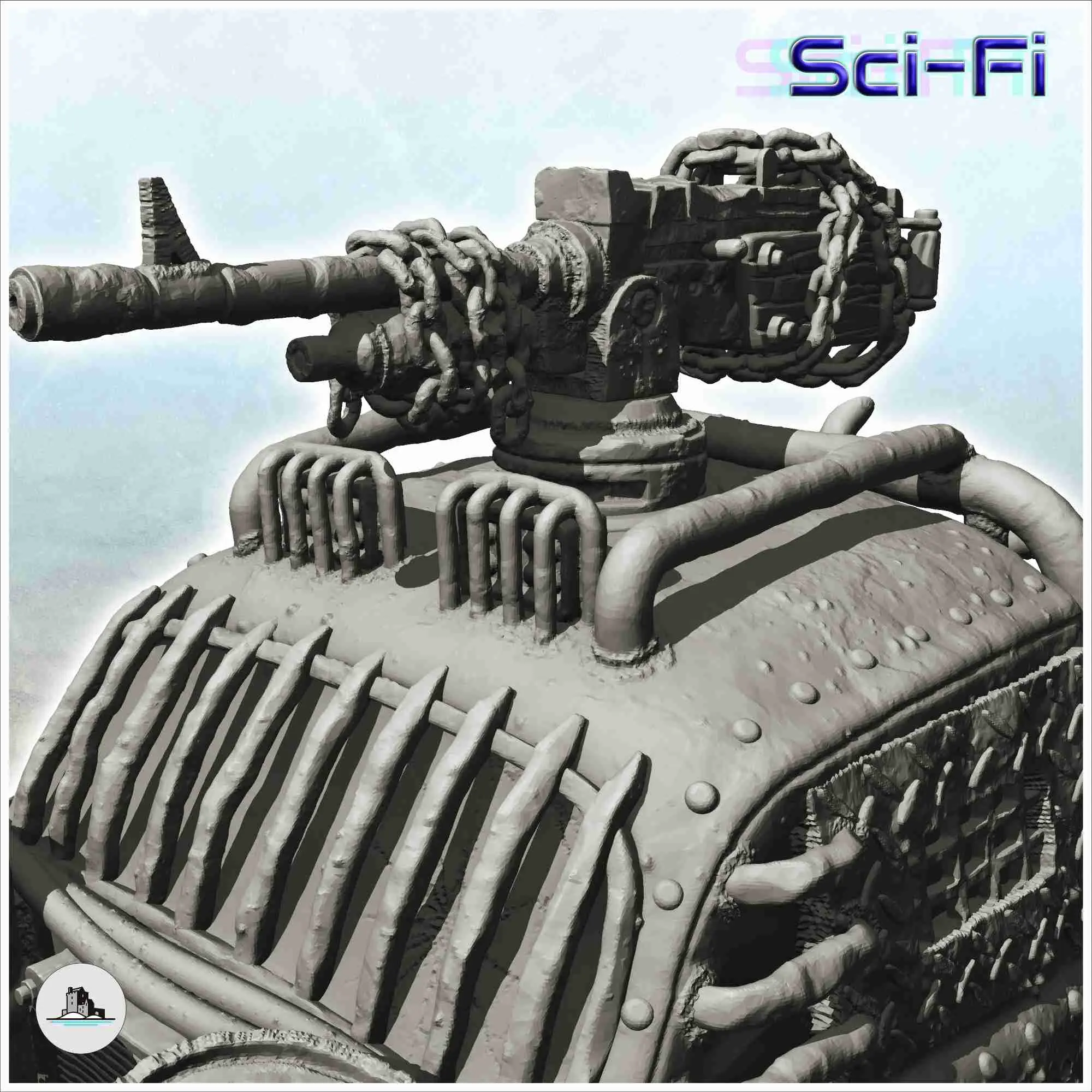 Post-apo four-wheeled light car with turreted weapon (12) -