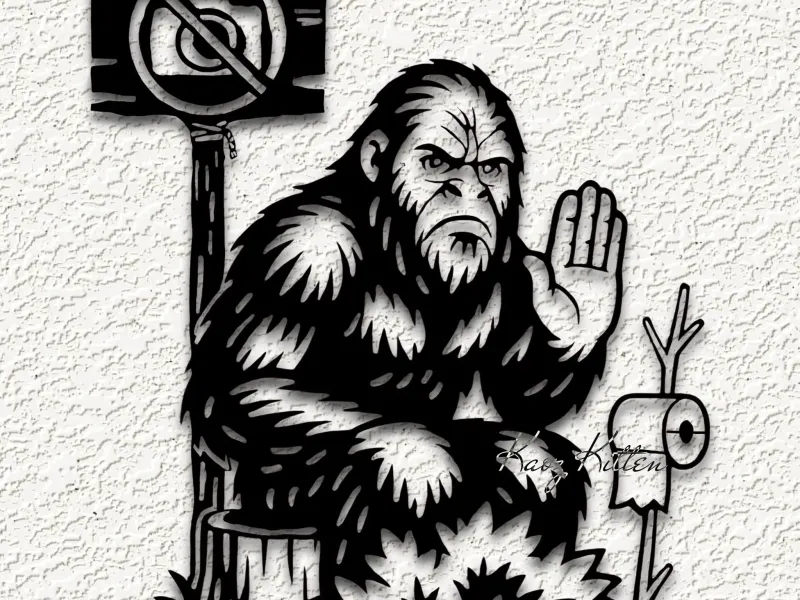 Funny Bigfoot Sasquatch NO PHOTOS Tourist Sign