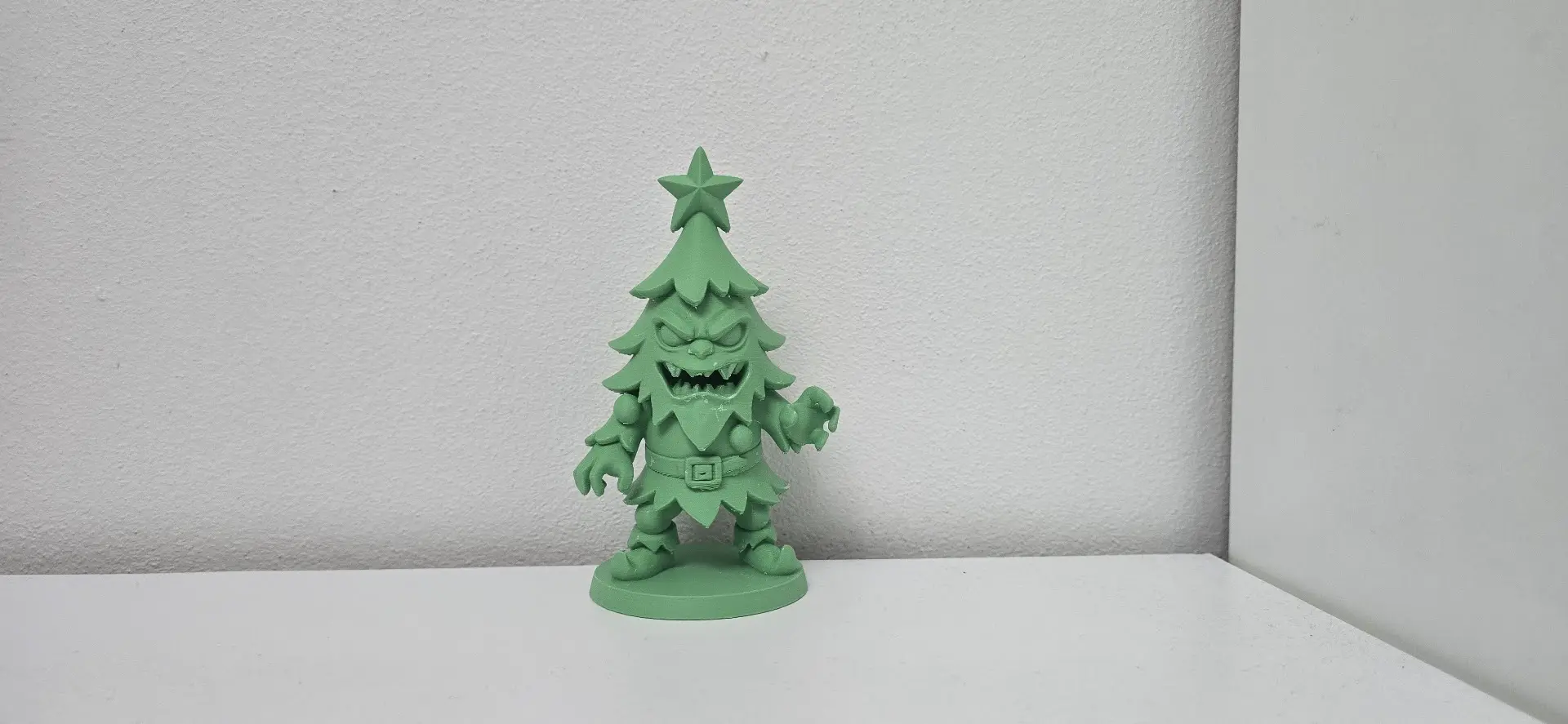 Angry Grinch-Style Christmas Tree Monster Figurine