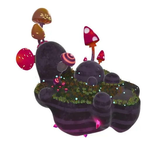 Floating Fantastical Mushroom Diorama 3D Model STL Printable