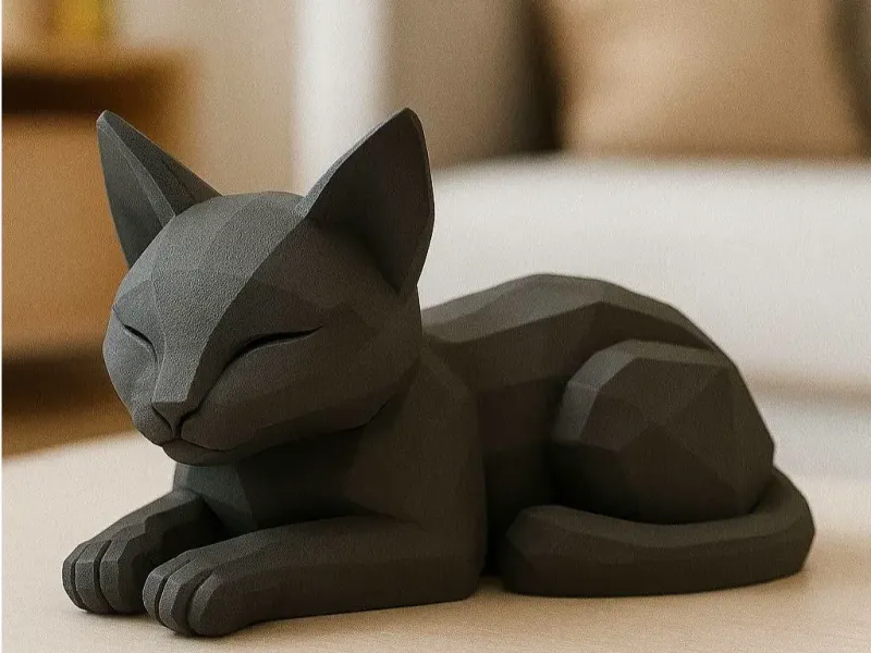 Low poly lying cat
